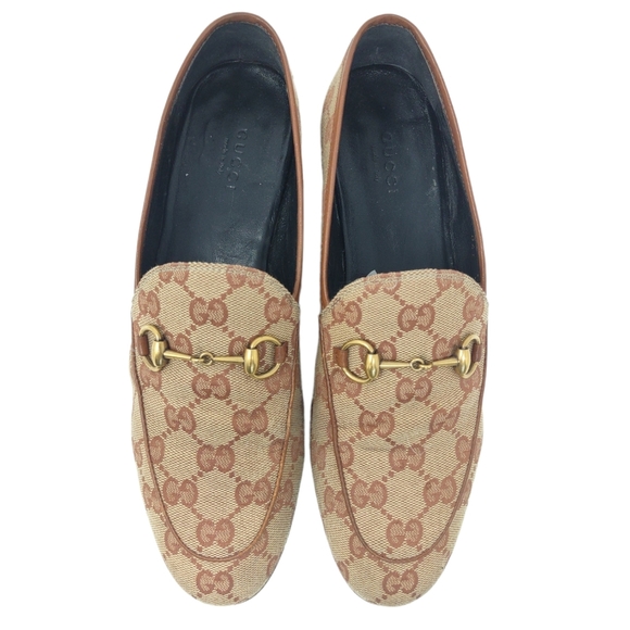 Gucci 38 Jordaan Supreme GG monogram logo canvas leather loafers - Picture 3 of 12